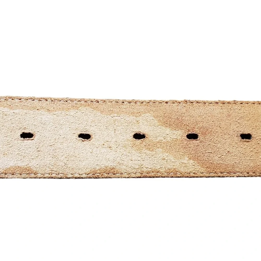 Tony Lama Brown Leather Belt 36 Topaz Crystal Stud Western Overlay Stitched Boho